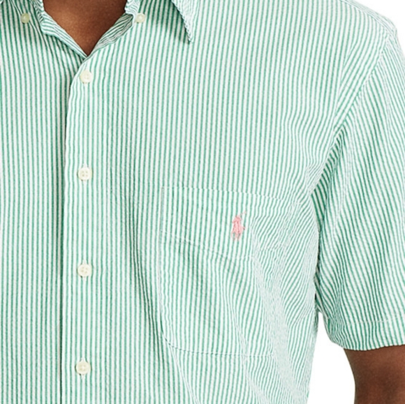 ⭐Vintage RALPH LAUREN Seersucker Short Sleeve Shirt (Medium) - Picture 4 of 5